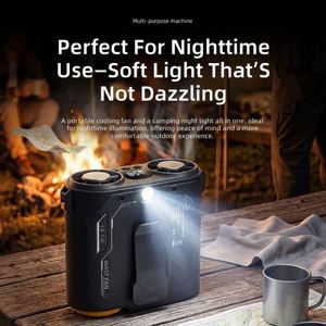 Lightweight High Speed Large Airflow Cooling Dual Air Duct Portable Rechargeable Battery With Lighting Outdoor Personal <b>Fan</b> - Product Image 5