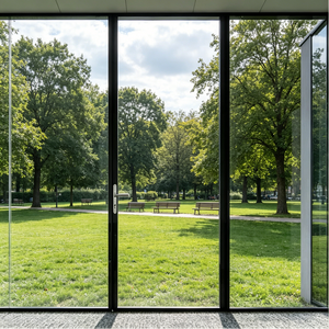 Porte extérieure battante en aluminium et verre, finition vernie transparente anti-UV, protection anti-rayures - Product Image 2