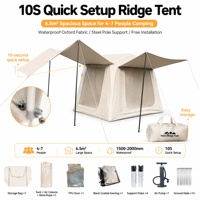 Tente gonflable rapide en tissu Oxford imperméable, double couche, grande ventilation, pour 5 à 8 personnes, une chambre, un salon, trois saisons