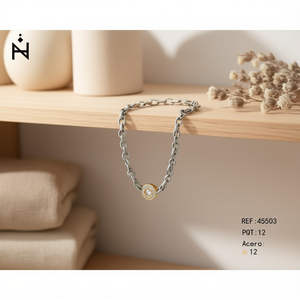 Pulsera de Acero Inoxidable Scorpio, Chapada en Oro, con Cadena de Diamantes Redondos, Joyería Unisex para Regalo - Product Image 3