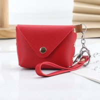 Porte-monnaie en cuir PU couleur unie, mini porte-clés, porte-monnaie à boucle, sac à main, porte-clés créatif