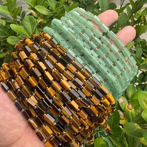 Cuentas hexagonales <span class=keywords><strong>de</strong></span> ojo <span class=keywords><strong>de</strong></span> tigre natural <span class=keywords><strong>de</strong></span> 6*9 mm, cristal <span class=keywords><strong>de</strong></span> ágata, aventurina verde, tubo <span class=keywords><strong>de</strong></span> cuentas para pulsera DIY, piedra semipreciosa - Product Image 1