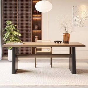 Juego de Mesa y Sillas de Comedor de Madera Sólida, Mesa Rectangular para Sala de Estar, Diseño de Madera Original - Product Image 3