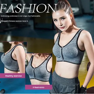 Sujetador deportivo para mujer con cremallera frontal, tops cortos de varias tallas, chaleco a prueba de golpes para gimnasio, correr, yoga, fitness, bralette deportivo para mujer - Product Image 4