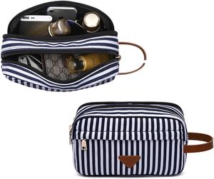 Trousse de Toilette Vintage en Toile Durable pour Femme avec Fermeture Éclair, Poignée et Bandoulière en Cuir – Idéale pour les Voyages et le Quotidien - Product Image 2