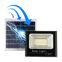 Lampu banjir Led taman tenaga surya luar ruangan IP67 anti air 60W 100w baterai Lithium Hitam 80 ABS lampu sorot matahari
