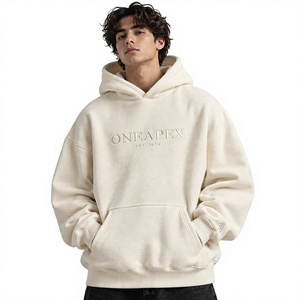 Sweat-shirt à capuche brodé beige pour homme en molleton de coton premium, style streetwear, avec logo personnalisé, vente en gros, tendance - Product Image 1