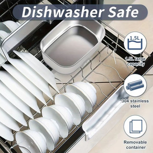 Dual-tier điện Hộp Ăn Trưa bpa-miễn phí 304 thép không gỉ ngăn PP Nắp heatable tính năng bảo quản cho công việc xe sử dụng - Product Image 4