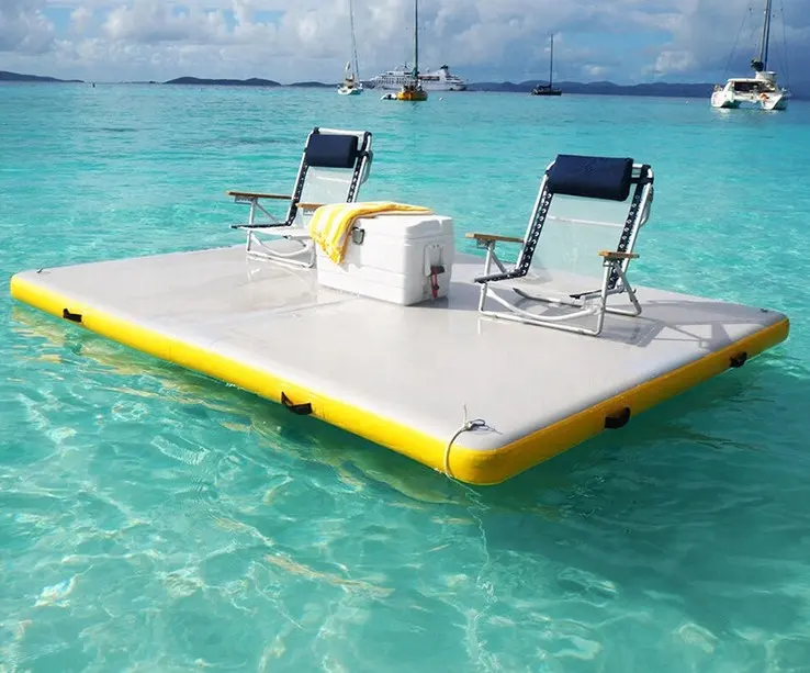 Carpete inflável plataforma para pesca, barra de pesca inflável com plataforma flutuante