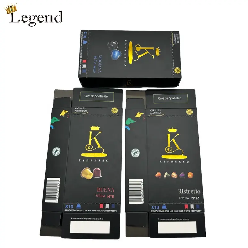 Scatola di imballaggio in carta Easy strappo scatola di marca personalizzata con logo in oro di lusso scatola per Capsule di caffè