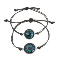Bracelets de couple romantiques lumineux soleil lune, alliage, corde tressée faite à la main, assortis, unisexe, cadeaux de bijoux pour la Saint-Valentin