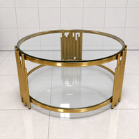 Table basse en verre de luxe moderne, table d'appoint ronde en acier inoxydable, mobilier minimaliste pour petit salon