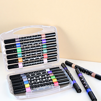 Lot de 48 marqueurs de couleur à pointe fine et stylo surligneur à pinceau