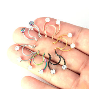 New 1Pcs Clear Zircon Nose Rings Piercing Faux Septum U Shaped <strong>Jewelry</strong> for Women Man Non Piercing <strong>Fake</strong> Nose Piercing <strong>Jewelry</strong> - Product Image 5