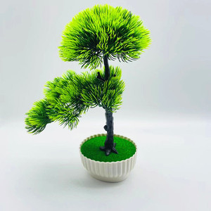 Bonsaï artificiel en pin Qi Xing, 29 cm, plante décorative d'intérieur en plastique, plante verte en pot - Product Image 3