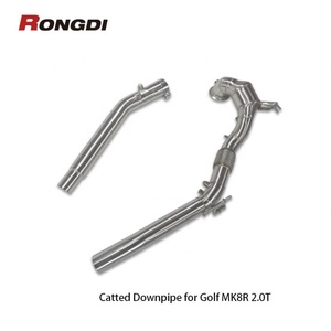 Rongdi High Flow 200 Cell Catted Stainless Steel 304 1.5mm <b>Brushed</b> Exhaust Downpipe for VW Golf MK8R 2.0T Upgrades - Product Image 1