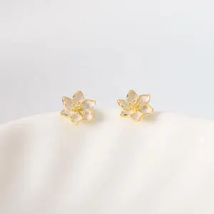 Indian Gold Hoop Earrings Jewelry Wedding Bridal Gingham Flower Earring Silver925 Jewelry For Woman