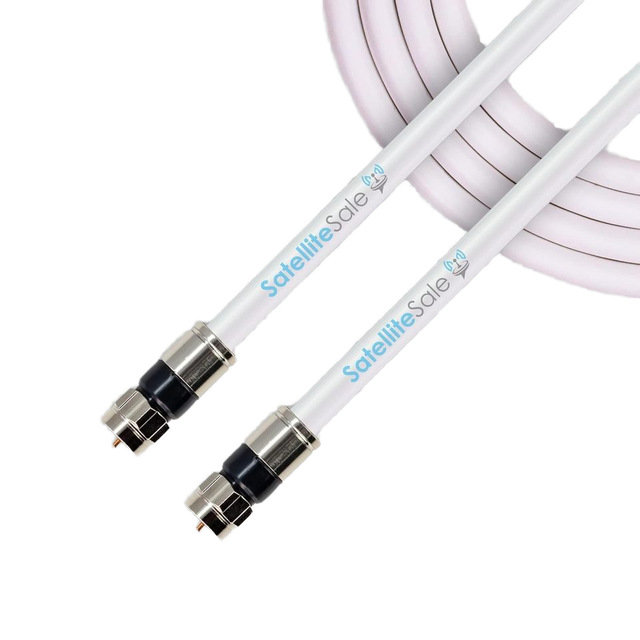 SatelliteSale Digital 75Ohm RG-6/U Coaxial Cable F-Type Connector Indoor IP67 Rated 75dB Return Loss White Cord 100 Feet