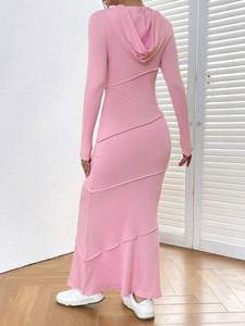 2026 New European and American Women's Slim Fit Bag Hip Hooded <b>Long</b> Sleeved Fishtail <b>Skirt</b> Casual Temperament Dress - Product Image 4