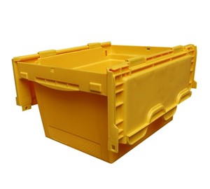 QS Manufacture Modern Yellow Kitchen Storage Boxes with Lids Blue Stackable Nestable Plastic Container Stacking Storage Bins