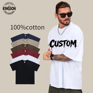 Camiseta de algodón puro de cuello redondo y manga corta, talla 320G de EE. UU., 26S de doble capa, 100% algodón, camiseta extragrande para <span class=keywords><strong>hombre</strong></span> - Product Image 1
