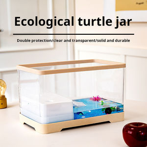 Grande aquário plástico à prova de explosão do habitat do réptil do retângulo do tanque da tartaruga do ouro da floresta tropical ecológica nutritivo - Product Image 3