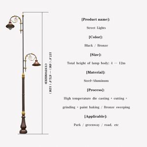 Factory Price <strong>Vintage</strong> Landscape Road LED <strong>Street</strong> <strong>Light</strong> Waterproof Bronze Outdoor Garden Lamp Post Classic LED <strong>Street</strong> Lamp - Product Image 2