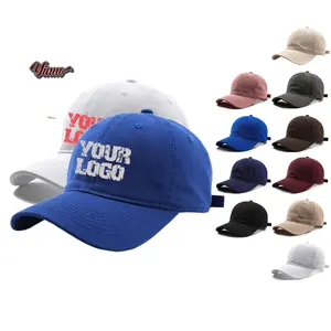 Boné de beisebol de algodão não estruturado de alta qualidade para esportes com logotipo personalizado bordado chapéu de pai Top Soft