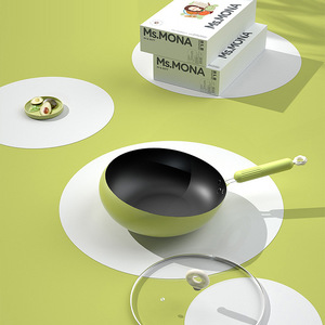 Net <span class=keywords><strong>Red</strong></span> Circle Wok hộ gia đình không dính không khói xào nồi hơi phạm vi cao cấp không dính chảo để nấu ăn - Product Image 3