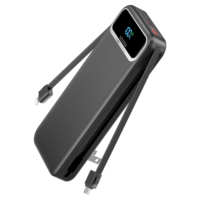 Batterie externe de chargeur portable 10000mAh, batterie externe à câble intégrée avec prise murale AC, batterie de téléphone à affichage LED pour Smartphones