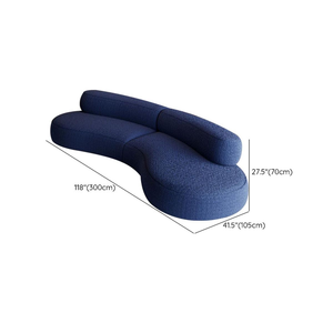 Sofá moderno con espalda baja curvada de estilo crema y azul perfilado para Park Workshop, apartamento, sala de estar u oficina - Product Image 6