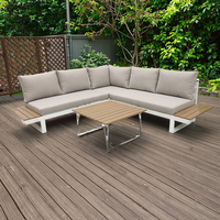 Ensemble de canapés d'extérieur en aluminium en forme de L, style nordique minimaliste moderne BHR, pour cour et villa, couleur personnalisable