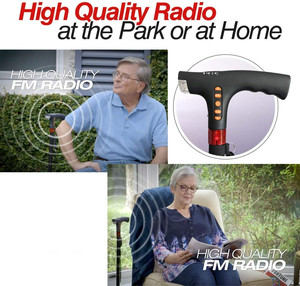 Canne pliable en alliage d'aluminium avec lumière LED intelligente réglable, radio FM, embout en caoutchouc, activités <span class=keywords><strong>de</strong></span> plein air, randonnée, USB - Product Image 5