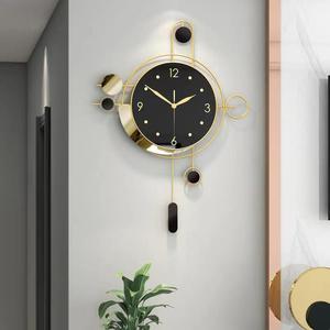 Reloj de Pared Grande de 50x69 cm para Dropshipping, Moderno de Lujo con Péndulo, Dorado, Colgante, Silencioso, Negro, Decorativo para el Hogar, DDP - Product Image 1