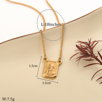 Collier scapulaire en acier inoxydable plaqué or avec médaille carrée catholique Vierge de Carmen de Guadalupe, bijou sacré de Jésus