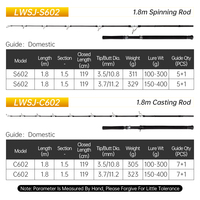 Canne à pêche spinning et jigging OEM en carbone avec guides Fuji, 1,8 m, poids de lancer 150-400g, pour eau salée, avec porte-moulinet Fuji 5+1, pour la pêche au bar.