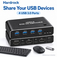 Hardrock HDMI 2.1 KVM Switch 2x1 8K 60Hz USB 3.0 dengan Empat Port USB dan Kontrol Tombol Tekan untuk Dua Meja Komputer