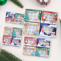 Boîte cadeau pour cupcakes de fête de Noël imprimée sur mesure, boîte à muffins sur le thème de Noël, boîte d'emballage portable avec fenêtre en PVC transparent