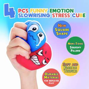 Paquete de 4 Squeeze Stress Cube Fidget Toys Autismo Juguetes sensoriales Productos de terapia Stretchy Fidget Slow Rise Sensory Stress Ball - Product Image 5