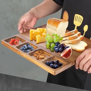 Planche à découper en bois 17x12 pouces avec compartiments pour fruits, légumes et collations, usage domestique et cuisine - Product Image 3