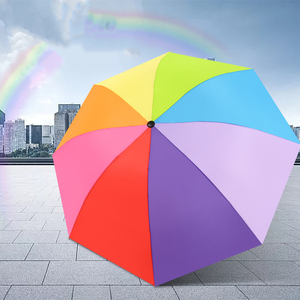 Creative 8K Reverse Folding Umbrella Three-Fold Rainbow Umbrella Custom Logo Advertising Umbrella Advertising Giveaway