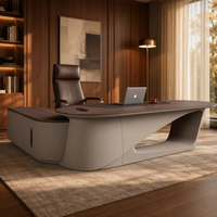 Bureau de direction de luxe moderne en L avec panneau design en placage pour projets d'aménagement intérieur de bureaux de PDG au Moyen-Orient, Dubaï, Arabie Saoudite