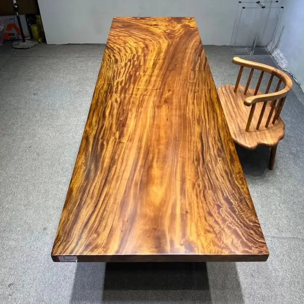 MORE DESIGN Class-A Solid Walnut Wood Slab Straight Edge 330-102-6.5 cm Home Restaurant Dining Wooden Office Conference Table