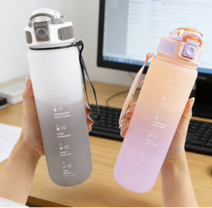 Botella de Agua Deportiva de Gran Capacidad con Marcador de Tiempo, de Plástico, Motivacional, para Escalar y Correr - Product Image 1