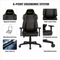 Chaise de jeu de course à dossier haut avec accoudoirs 3D, vérin à gaz en fibre de carbone et coussin de tête magnétique pour salle de jeux de course