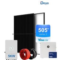 Vente en gros 5KW Système hybride 505W Système solaire PV hybride Trina Panneau solaire deye Onduleur Batterie pour système à usage domestique