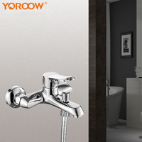 Robinet de douche thermostatique sur pied pour hôtel, avec barre coulissante et jet de pluie doux, pour baignoire et douche