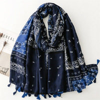 Top vente unisexe épaissi doux coton lin sensation Viscose écharpe indien Pashmina cajou fleur frange voyage châle pour hommes femmes