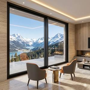 Portes coulissantes contemporaines en <span class=keywords><strong>aluminium</strong></span>, système de vitrage surdimensionné pour l'intérieur et l'extérieur, <span class=keywords><strong>seuil</strong></span> encastré, vente directe usine B2B - Product Image 3