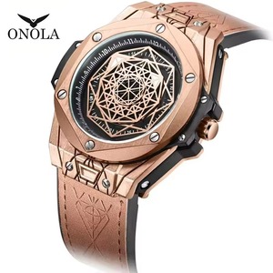 Montre de luxe tendance Drioshipping, design d'échantillon, bracelet en cuir véritable, étanche à vie - Product Image 5